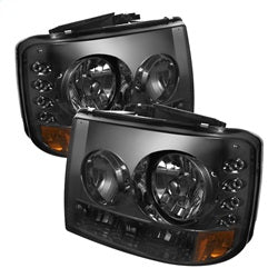 Spyder Auto 5012463 LED Crystal Headlights; 1 pc.; w/Bumper Lights; Pair; Smoke; - Truck Part Superstore
