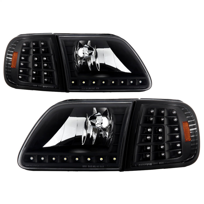 Spyder Auto 5014184 XTune Crystal Headlights; w/Clear LED Corners; Black; - Truck Part Superstore