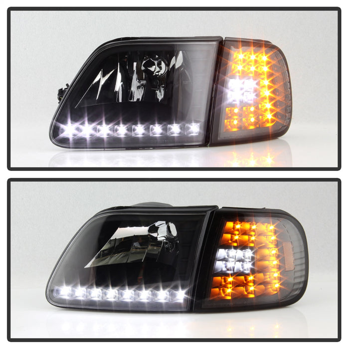 Spyder Auto 5014184 XTune Crystal Headlights; w/Clear LED Corners; Black; - Truck Part Superstore