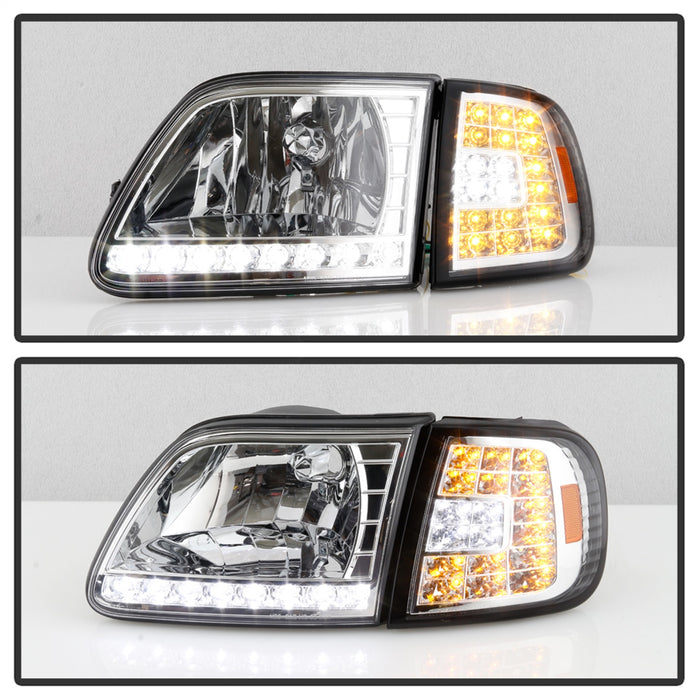 Spyder Auto 5014191 XTune Crystal Headlights; w/Clear LED Corners; Chrome; - Truck Part Superstore