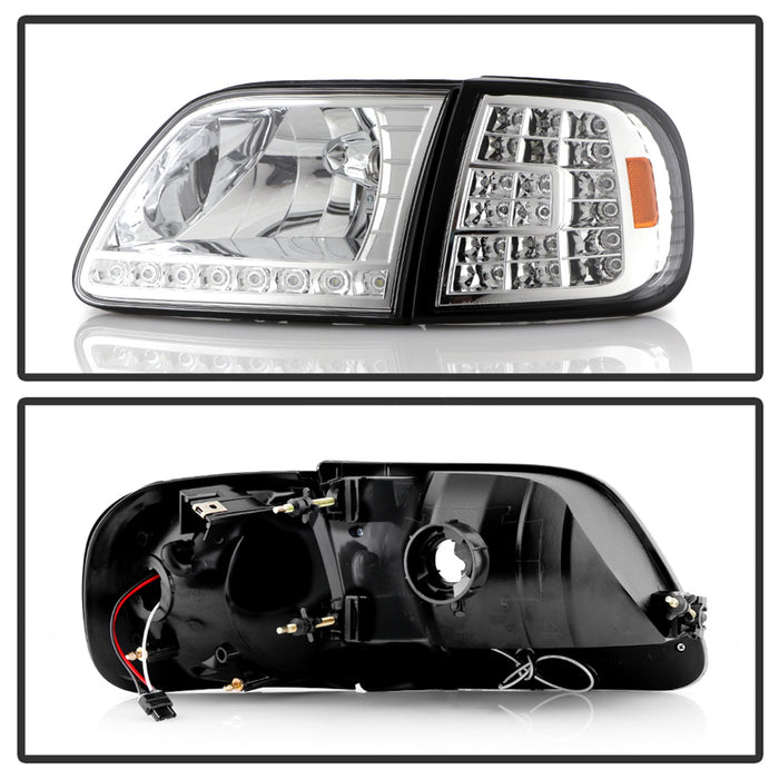 Spyder Auto 5014191 XTune Crystal Headlights; w/Clear LED Corners; Chrome; - Truck Part Superstore