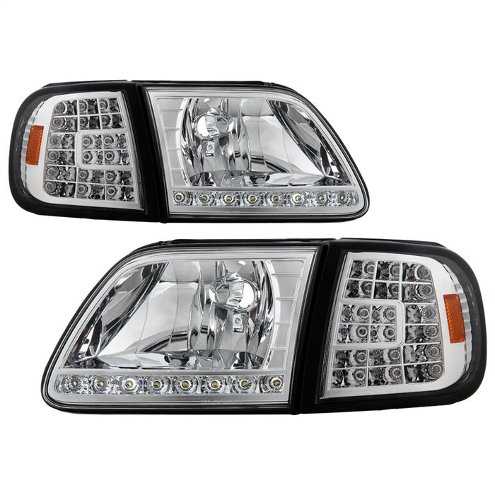 Spyder Auto 5014191 XTune Crystal Headlights; w/Clear LED Corners; Chrome; - Truck Part Superstore