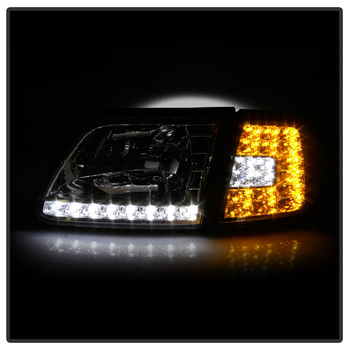 Spyder Auto 5014191 XTune Crystal Headlights; w/Clear LED Corners; Chrome; - Truck Part Superstore