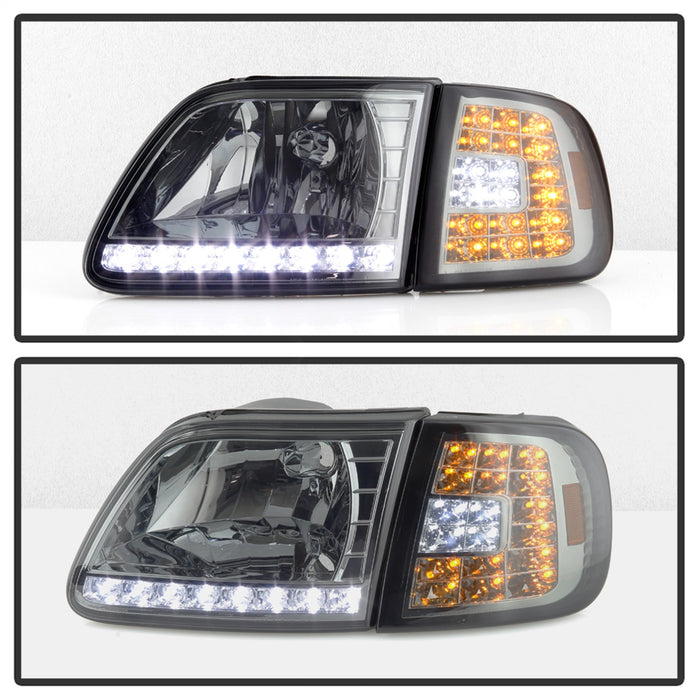 Spyder Auto 5014801 XTune Crystal Headlights; w/Clear LED Corners; Smoke; - Truck Part Superstore