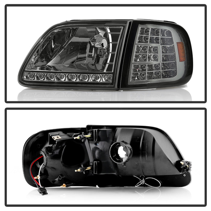 Spyder Auto 5014801 XTune Crystal Headlights; w/Clear LED Corners; Smoke; - Truck Part Superstore