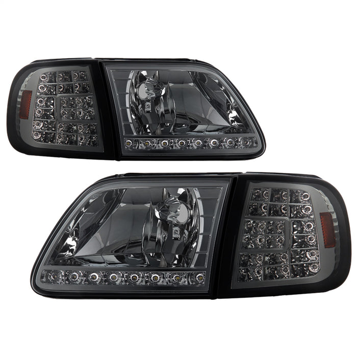 Spyder Auto 5014801 XTune Crystal Headlights; w/Clear LED Corners; Smoke; - Truck Part Superstore