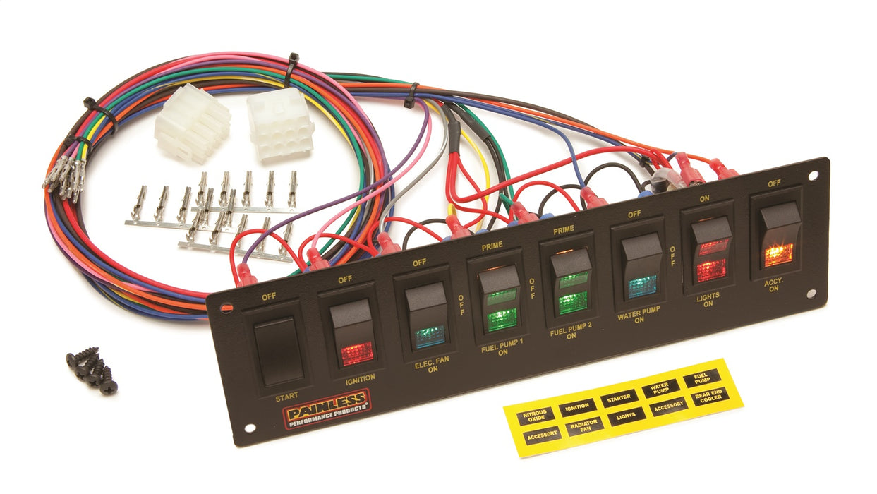 Painless Wiring 50201 8-Switch Panel; Non-Fused; Dash Mount; Use w/PN[50001]; - Truck Part Superstore