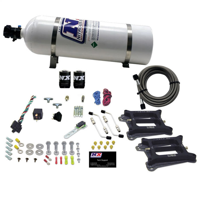 Nitrous Express 50245-15 DUAL 4150/ALCOHOL (100-200-300-400-500HP) WITH 15LB BOTTLE - Truck Part Superstore