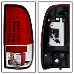 Spyder Auto 5029195 LED Tail Lights; Version 2; Uses Stock Bulbs; Pair; Red/Clear; - Truck Part Superstore