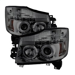 Spyder Auto 5033963 Halo LED Projector Headlights; Uses T10 LED Ultra White LED Bulb; Pair; Smoke; - Truck Part Superstore