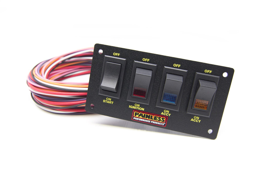 Painless Wiring 50404 4-Switch Lighted Non-Fused Rocker Switch Panel - Truck Part Superstore