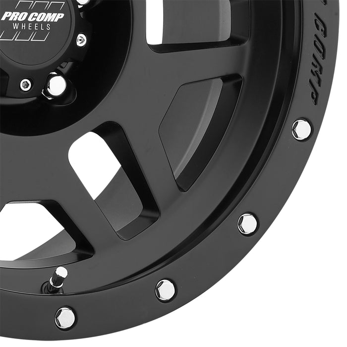 Pro Comp Alloy Wheels 5041-295552 Series 41 Phaser 20x9 with 5 on 150 Bolt Pattern 5.25 Backspace Satin Black With Stainless Steel Bolts Finish Pro Comp Alloy Wheels - Truck Part Superstore