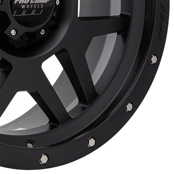 Pro Comp Alloy Wheels 5041-298345 Series 41 Phaser 20x9 with 6 on 5.5 Bolt Pattern 4.5 Backspace Satin Black With Stainless Steel Bolts Finish Pro Comp Alloy Wheels - Truck Part Superstore