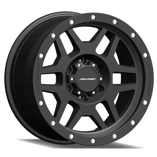 Pro Comp Alloy Wheels 5041-7983 Series 41 Phaser 17x9 with 6 on 5.5 Bolt Pattern 4.75 Backspace Satin Black With Stainless Steel Bolts Finish Pro Comp Alloy Wheels - Truck Part Superstore