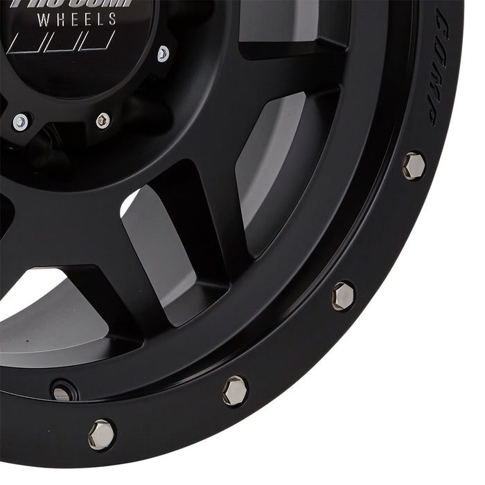 Pro Comp Alloy Wheels 5041-897050 Series 41 Phaser 18x9 with 8 on 170 Bolt Pattern 5 Backspace Satin Black With Stainless Steel Bolts Finish Pro Comp Alloy Wheels - Truck Part Superstore