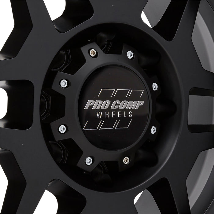 Pro Comp Alloy Wheels 5041-897050 Series 41 Phaser 18x9 with 8 on 170 Bolt Pattern 5 Backspace Satin Black With Stainless Steel Bolts Finish Pro Comp Alloy Wheels - Truck Part Superstore