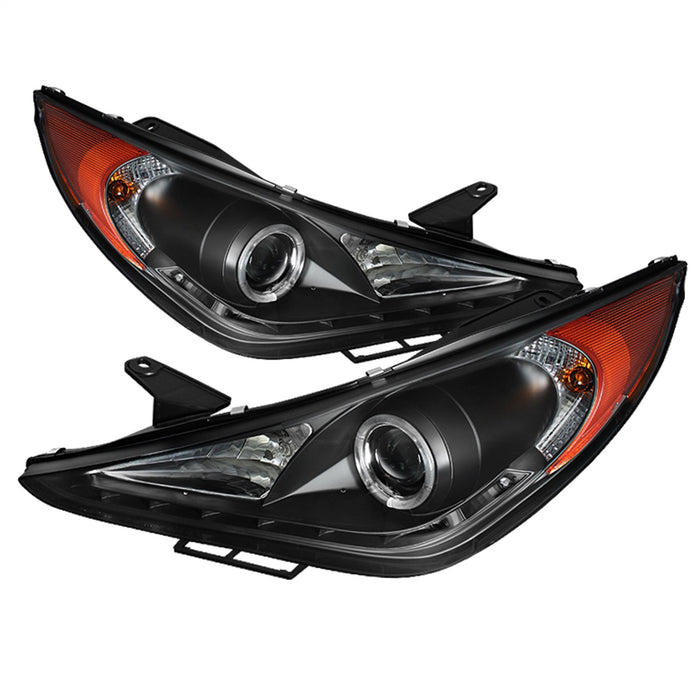 Spyder Auto 5042477 Halo DRL LED Projector Headlight; Uses Stock Bulbs; Pair; Black; - Truck Part Superstore