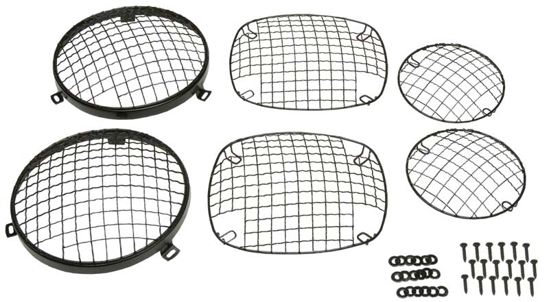 Kentrol 50465 Jeep CJ Wire Mesh Guard Set 6 Pieces 76-86 CJ Powdercoat Black Kentrol - Truck Part Superstore
