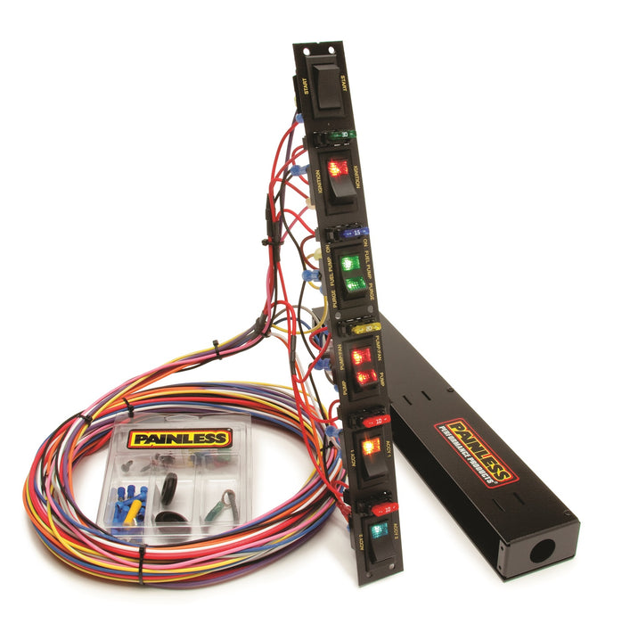 Painless Wiring 50506 Fused Dragster Vertical 6 Switch Panel - Truck Part Superstore
