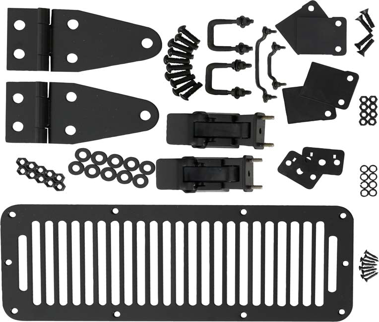Kentrol 50570 Jeep CJ/YJ Hood Kit With TJ Style Hood Catch 78-95 CJ and Wrangler YJ Powdercoat Black Kentrol - Truck Part Superstore