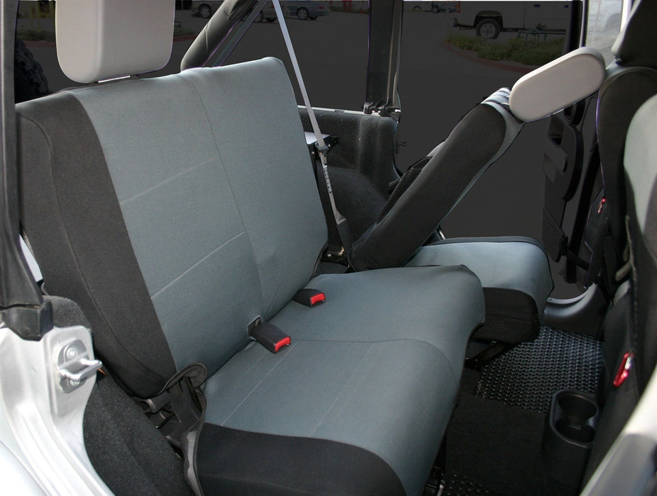 Rampage 5057921 Custom Fit Polycanvas Seat Cover; Black/Gray; Rear; - Truck Part Superstore