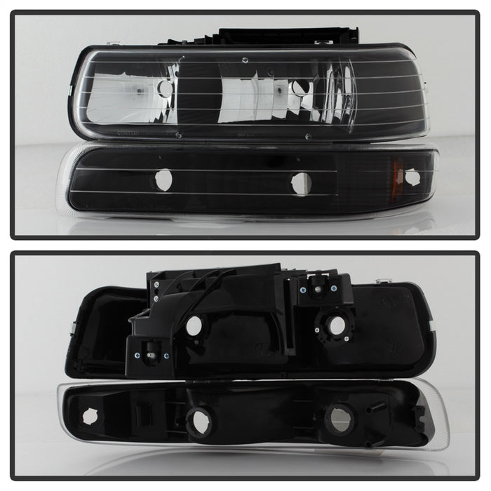 Spyder Auto 5064219 XTune Crystal Headlights/Bumper Lights; Amber; Black; - Truck Part Superstore