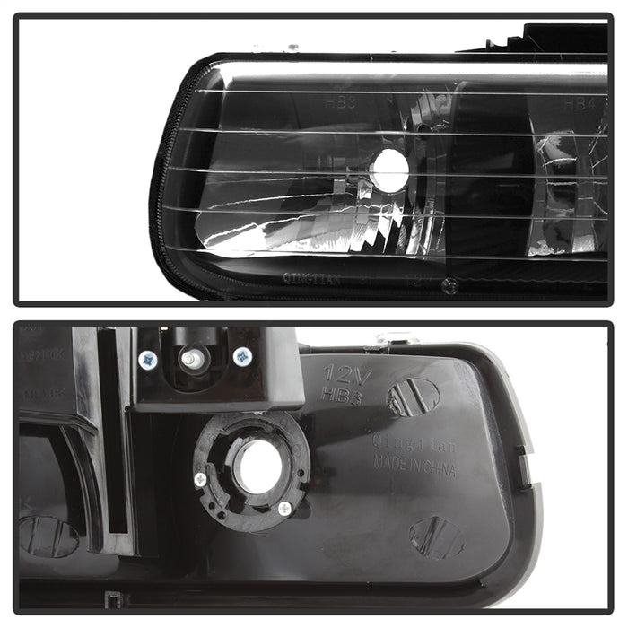 Spyder Auto 5064219 XTune Crystal Headlights/Bumper Lights; Amber; Black; - Truck Part Superstore