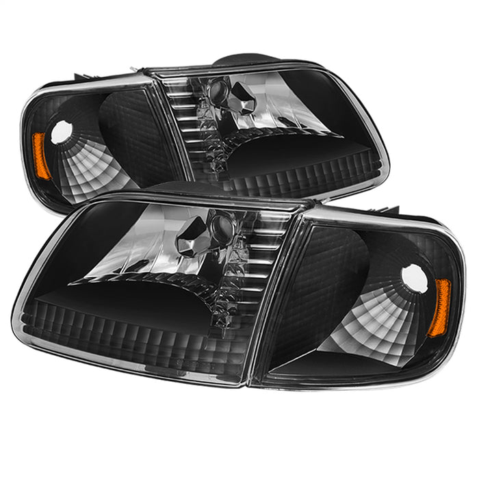 Spyder Auto 5070319 XTune Crystal Headlights; w/Corner Lights; Black; - Truck Part Superstore