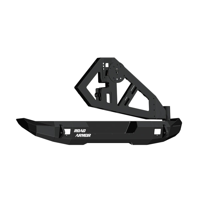 Road Armor 5072R1B-TC Stealth Rear Bumper; Mid Width; w/Tire Carrier Assembly; Texture Black; - Truck Part Superstore