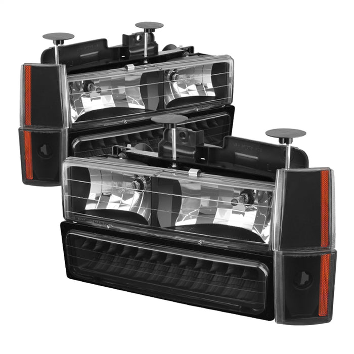 Spyder Auto 5073532 XTune Crystal Headlights; w/Corner And LED Bumper; Black; - Truck Part Superstore