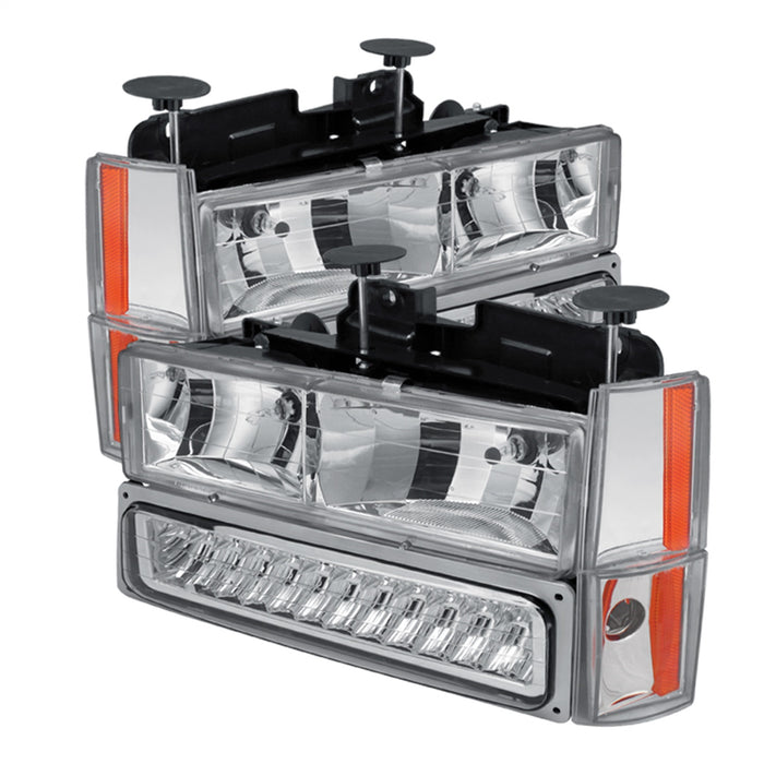 Spyder Auto 5073549 XTune Crystal Headlights; w/Corner And LED Bumper; Chrome; - Truck Part Superstore
