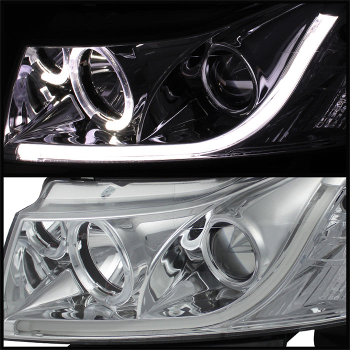 Spyder Auto 5074171 DRL Projector Headlights; Light Tube; High H1/Low H7 Bulbs Included; Chrome; - Truck Part Superstore