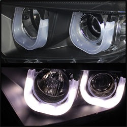 Spyder Auto 5075055 DRL LED Projector Headlights; High H1/Low H7 Bulbs Included; 3D; Black; - Truck Part Superstore