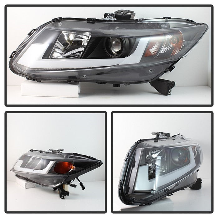 Spyder Auto 5076519 Projector Headlights; Light Bar DRL; High H1/Low H1 Bulbs Included; Black; - Truck Part Superstore