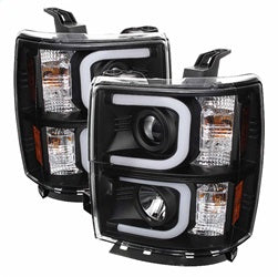 Spyder Auto 5079473 Projector Headlights; Light Bar DRL; High H1/Low H7 Bulbs Included; Black; - Truck Part Superstore