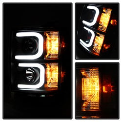 Spyder Auto 5079473 Projector Headlights; Light Bar DRL; High H1/Low H7 Bulbs Included; Black; - Truck Part Superstore