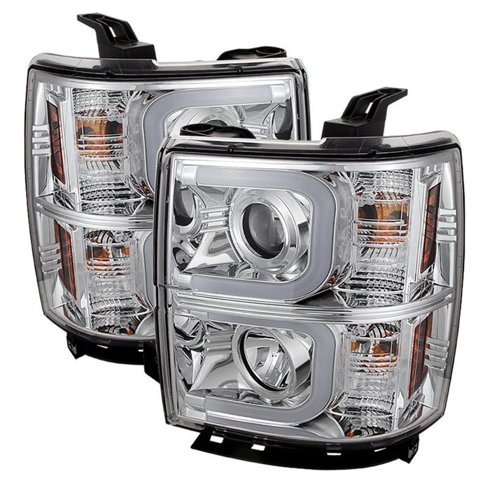 Spyder Auto 5079480 Projector Headlights; Light Bar DRL; High H1/Low H7 Bulbs Included; Chrome; - Truck Part Superstore