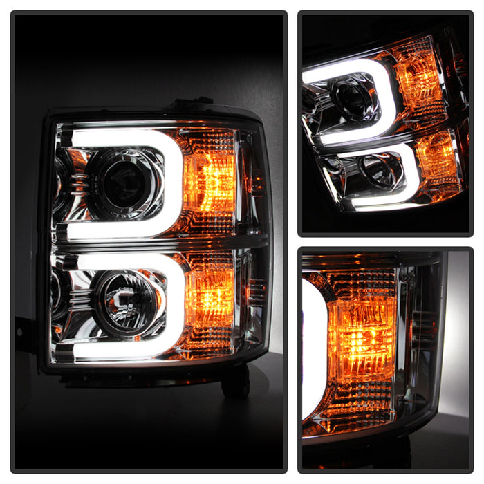 Spyder Auto 5079480 Projector Headlights; Light Bar DRL; High H1/Low H7 Bulbs Included; Chrome; - Truck Part Superstore