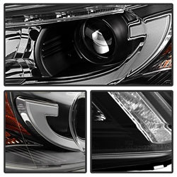 Spyder Auto 5080530 DRL Projector Headlights; Light Bar Style; Black; - Truck Part Superstore