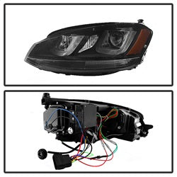 Spyder Auto 5080578 DRL LED Projector Headlights; Black Stripe; Black; - Truck Part Superstore