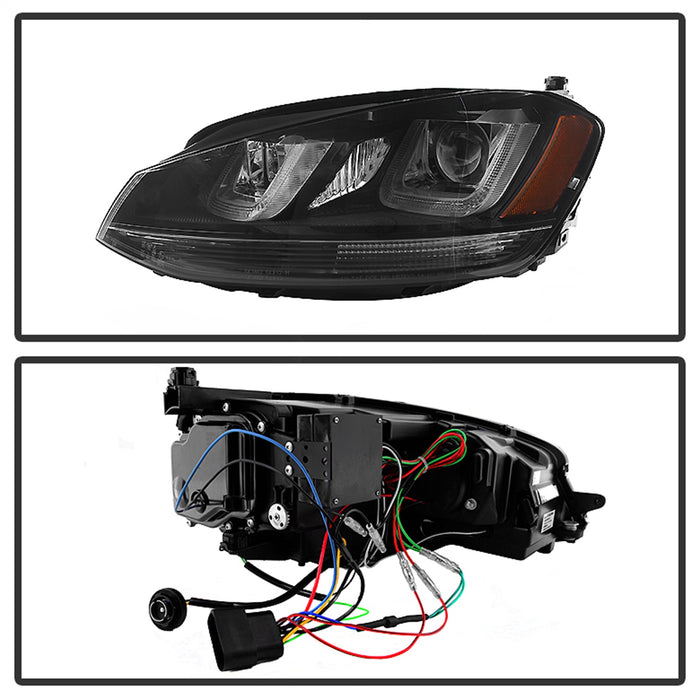 Spyder Auto 5080578 DRL LED Projector Headlights; Black Stripe; Black; - Truck Part Superstore
