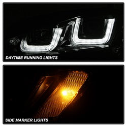 Spyder Auto 5080578 DRL LED Projector Headlights; Black Stripe; Black; - Truck Part Superstore