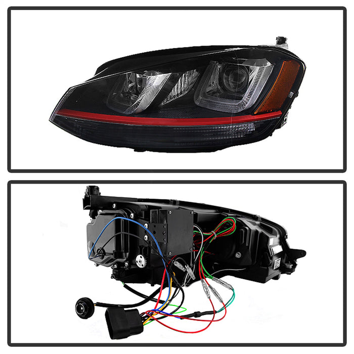 Spyder Auto 5080592 DRL LED Projector Headlights; Red Stripe; Black; - Truck Part Superstore