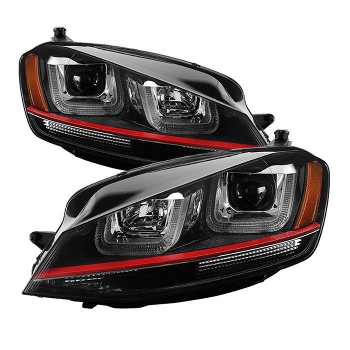 Spyder Auto 5080592 DRL LED Projector Headlights; Red Stripe; Black; - Truck Part Superstore