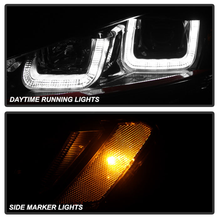 Spyder Auto 5080592 DRL LED Projector Headlights; Red Stripe; Black; - Truck Part Superstore