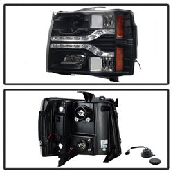 Spyder Auto 5083524 DRL LED Projector Headlights; Version 2; Black; - Truck Part Superstore
