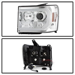 Spyder Auto 5083647 Light Bar DRL LED Projector Headlights; Version 2; Chrome; - Truck Part Superstore