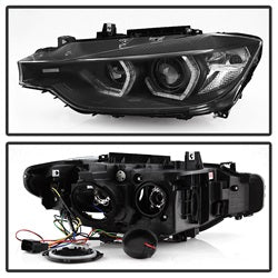Spyder Auto 5084347 DRL LED Projector Headlights; Bulbs Included; Pair; Black; - Truck Part Superstore