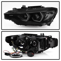 Spyder Auto 5085047 DRL LED Projector Headlights; Bulbs Included; Pair; Black Smoke; - Truck Part Superstore