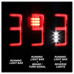 Spyder Auto 5085313 LED Tail Lights; Light Bar; Compatible w/Rear Blind Spot Sensor Only; Black; - Truck Part Superstore